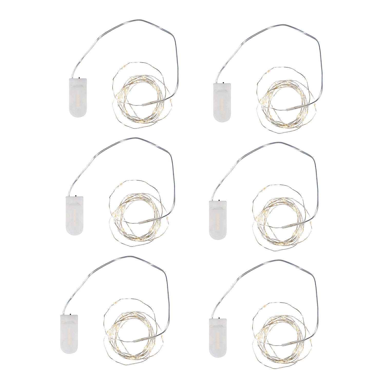 Lot de 6 Guirlandes à 20 Micro LED Blanc Chaud